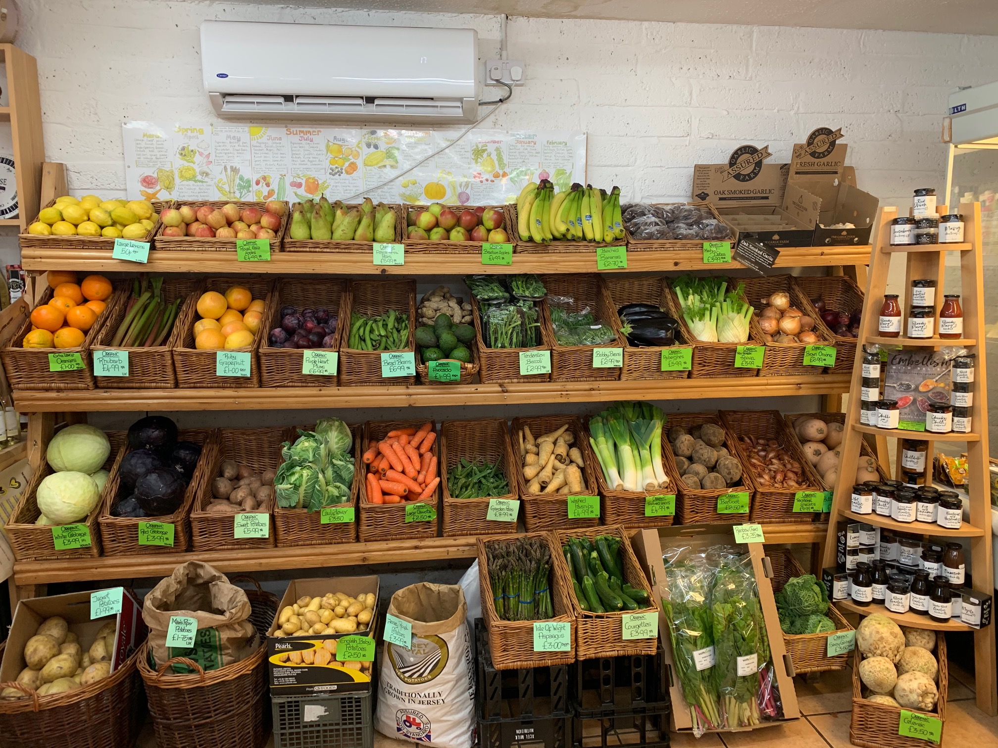 Selection of fruit and veg at Beaulieu Farm Shop